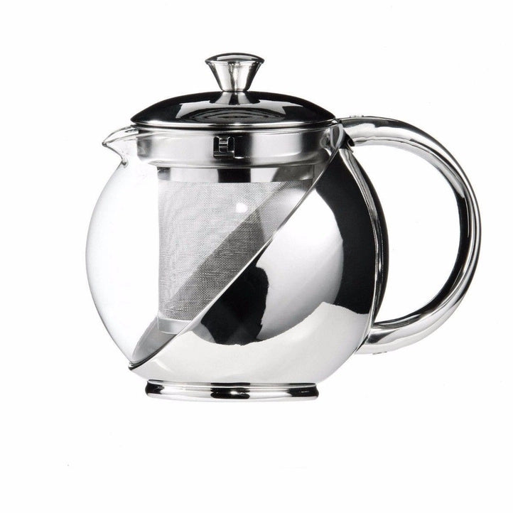 Stainless Steel & Glass Teapot with Mesh Strainer 900ml