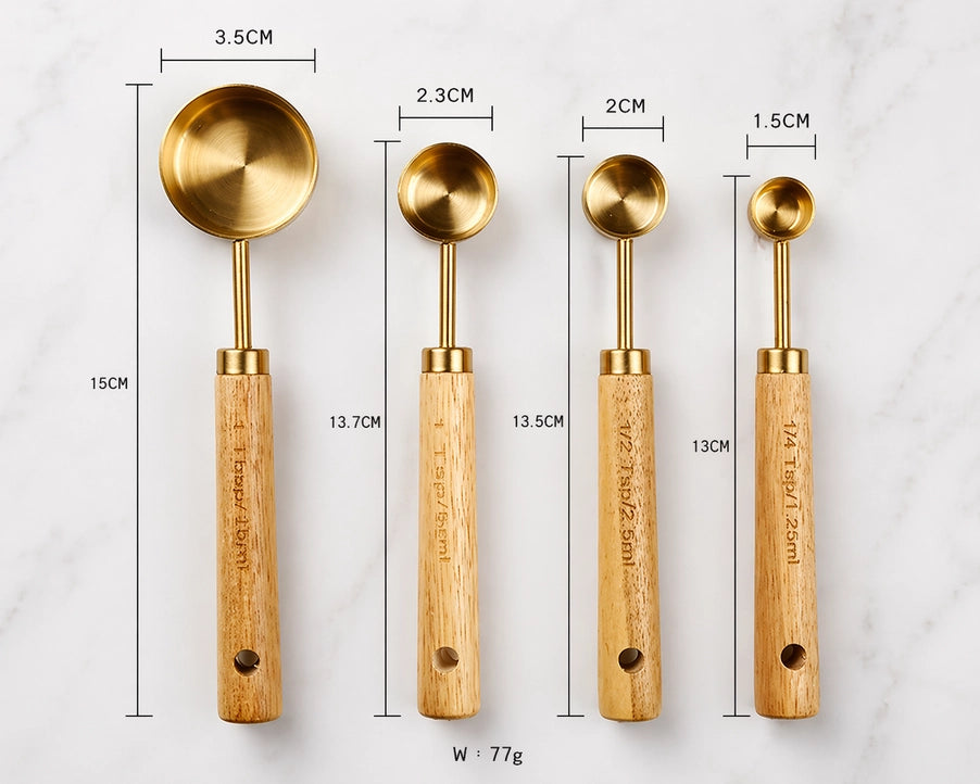 Gold Stainless Steel Measuring Cups & Spoons Set
