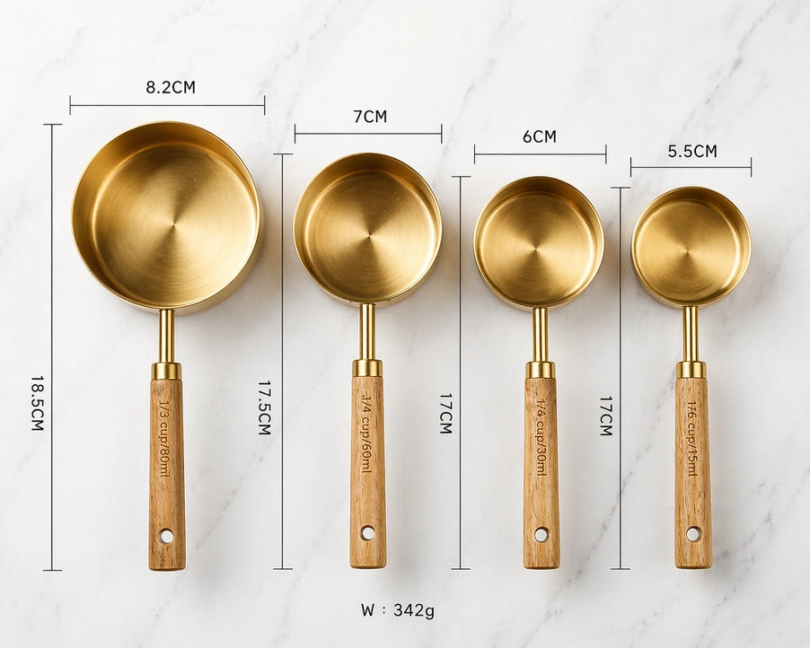 Gold Stainless Steel Measuring Cups & Spoons Set
